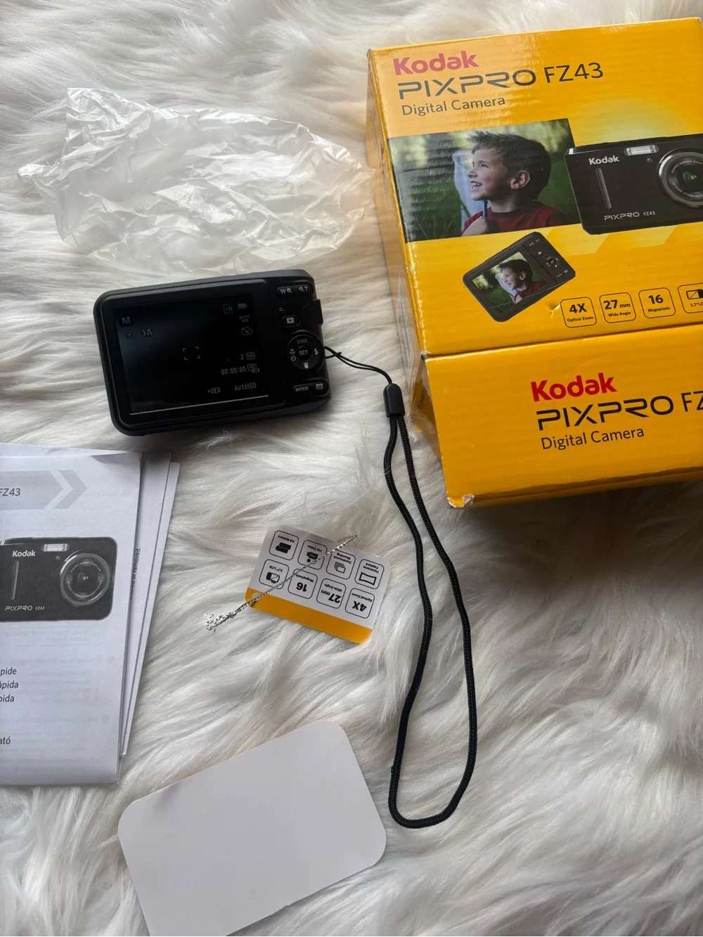 Kodak PIXPRO FZ43 Digital Camera - Black on Yellow Box